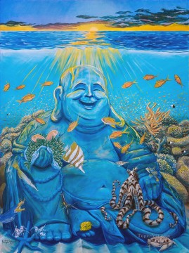 150の主題の芸術作品 Painting - 笑う仏陀礁の魚